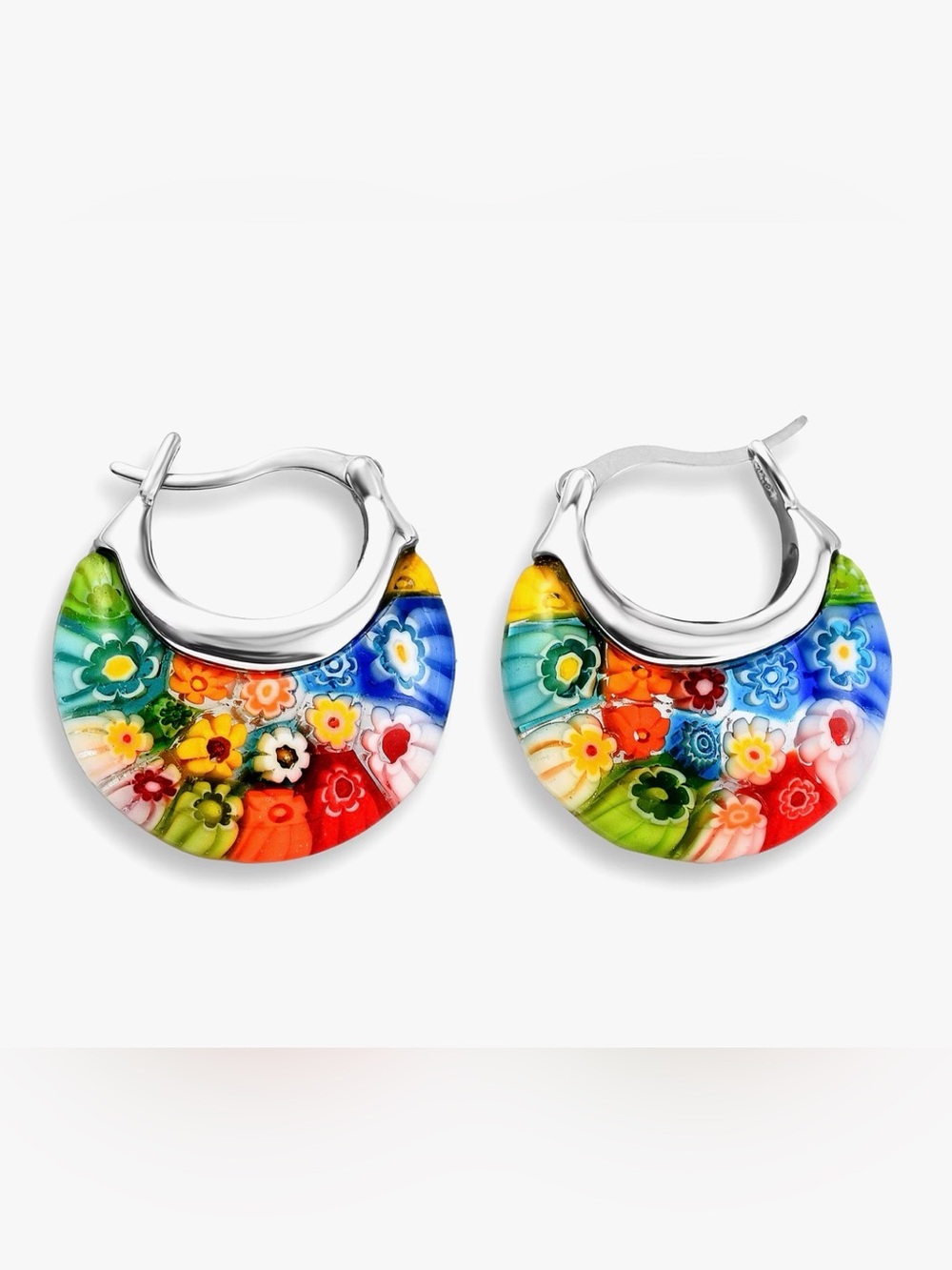 Murano style Crescent Moon Earrings